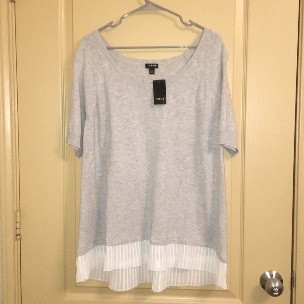Grey Ruffle Hem Shirt